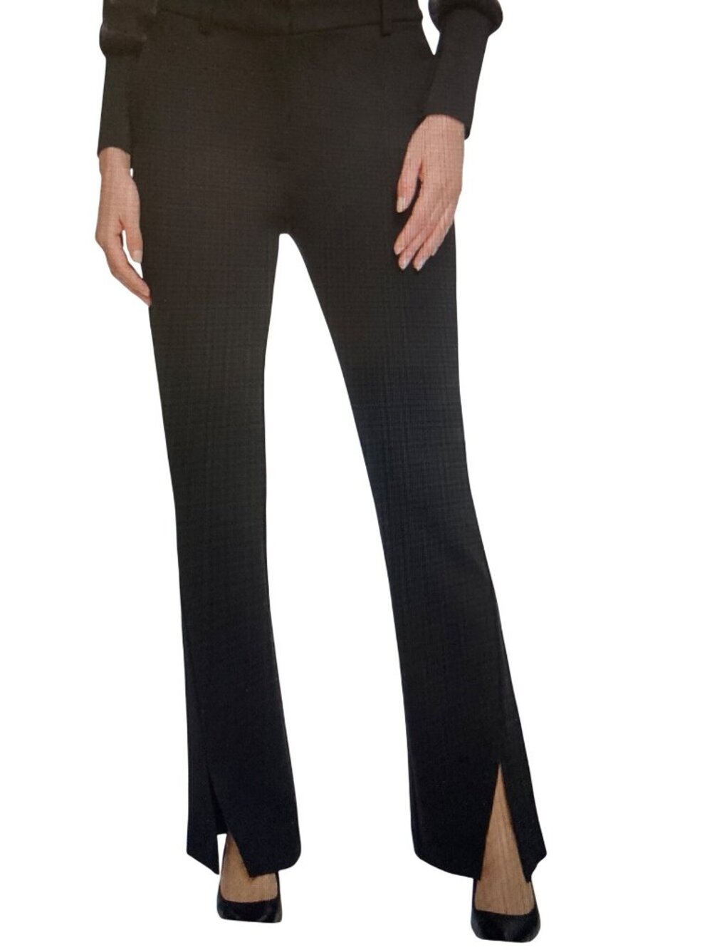 DKNY WOMENS MID RISE SPLIT-CUFF FRONT BLACK DRESS PANTS  XL  NWT